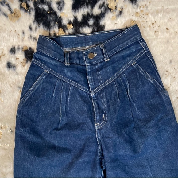 Chic 80s Vintage Dark Wash High Rise Denim Jeans Size 4 - Picture 2 of 6
